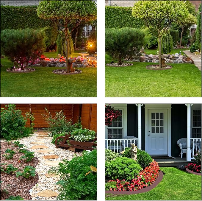 Landscape Edging 33FT, 2in Tall Garden Edging with 30pcs Anchoring Spikes Flexible Edging for Landscaping, Lawn Edging, Paver, Flower Bed Edging Borders, Brown