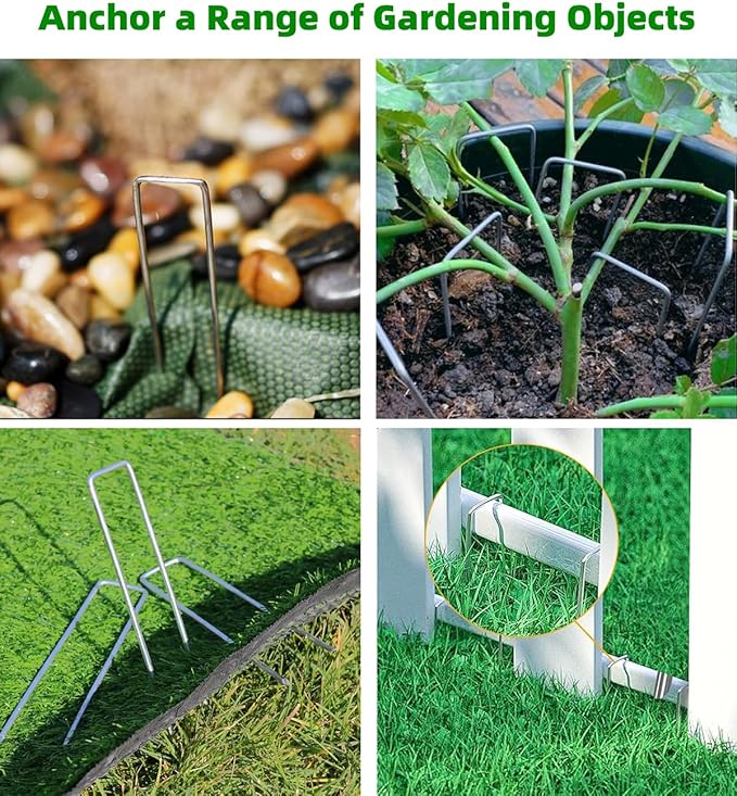Galvanized U-Shaped Garden Stakes, 6 Inch 100 Pcs Landscape Staples, Ground Stakes, for Decoration Weed Barrier Fabric, Irrigation Tubing, Holding Fence, Tarpaulin (100, 6 INCH)