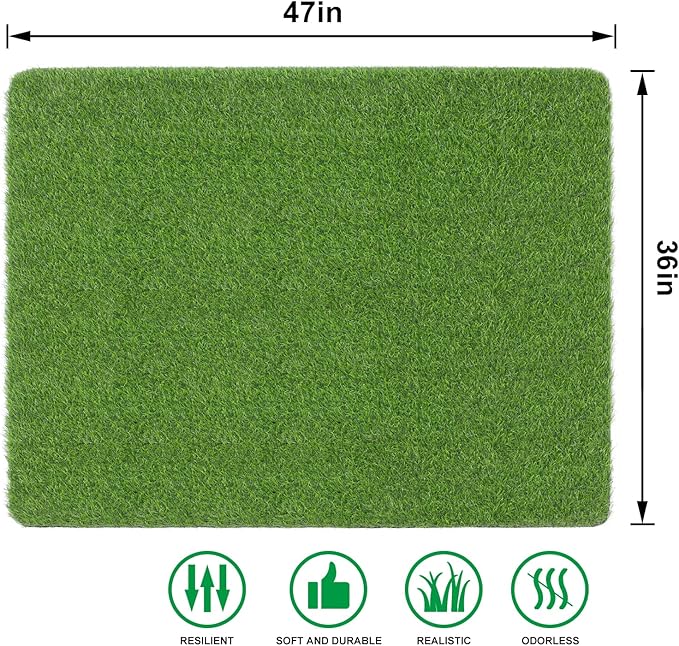 Artificial Grass Mat, Turf Grass Front Door Mats Outdoor/Indoor, Realistic Fake Grass Rug for Dog, Entrance, Patio, Camper, Home Decor, 36” x 47”