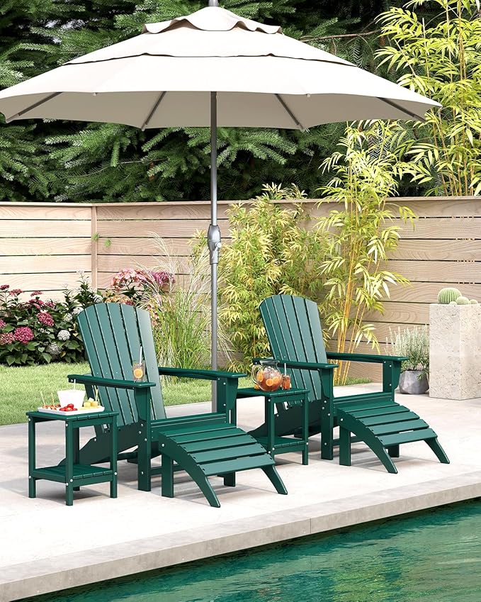 BRIOPAWS Adirondack-Chairs-Set of 2 | Fire Pit Chair | Oversized | HDPE Plastic | Weather Resistant | for Deck Outdoor Poolside Campfire | Forest