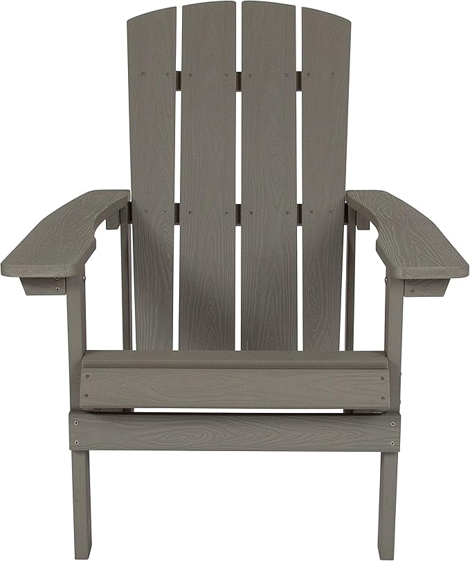 Flash Furniture Charlestown Poly Resin Adirondack Chair - Gray - All Weather - Indoor/Outdoor - Set of 4