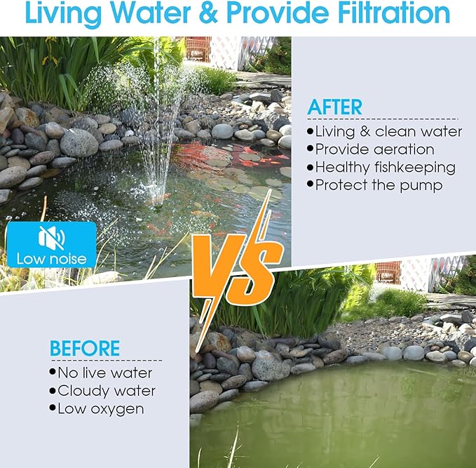 POPOSOAP 40W Solar Fountain Pump with Pond Filter, Solar Pond Filter with 480GPH Adjustable Flow, Pond Filters for Outdoor Ponds Pool Waterfall Koi Pond Water Features