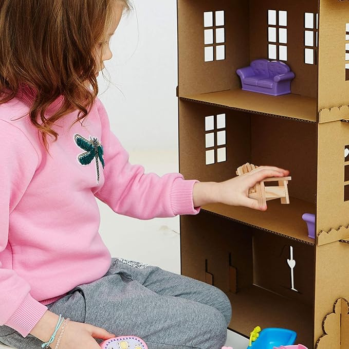 Sumind 4 Pieces Wood Adirondack Style Miniature Chair Doll House Wooden Dollhouse Model Chairs for Dollhouse Accessories Furniture Christmas Decoration