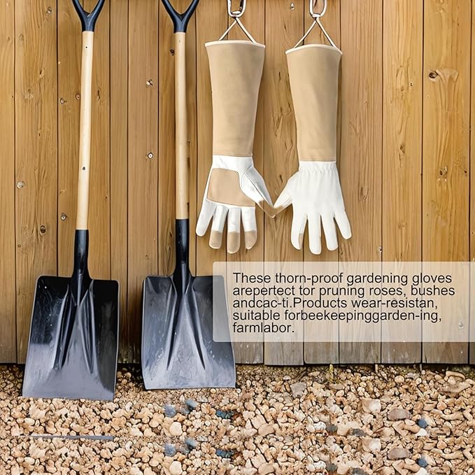 Gardening Gloves Men & Women Long Cowhide Leather Rose Pruning Gloves Breathable & Durable Heavy Duty (L)