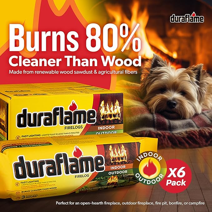 Duraflame 4.5 Pound 3 Hour Long Burn Time Indoor Outdoor Quick Light Fire Log for Camping, Firepits, Bonfires, and Fireplaces (18 Pack)