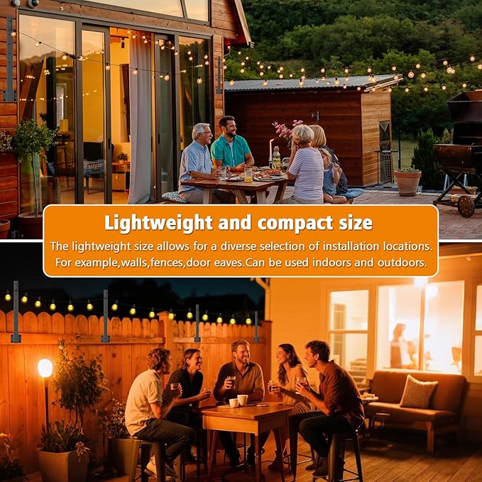 LETIANPAI 2.8Ft String Light Poles 10 Pack,Light Poles for Outside Lights,Outdoor with Fence Brackets Hanging Lights,Metal Stand Deck Patio Backyard