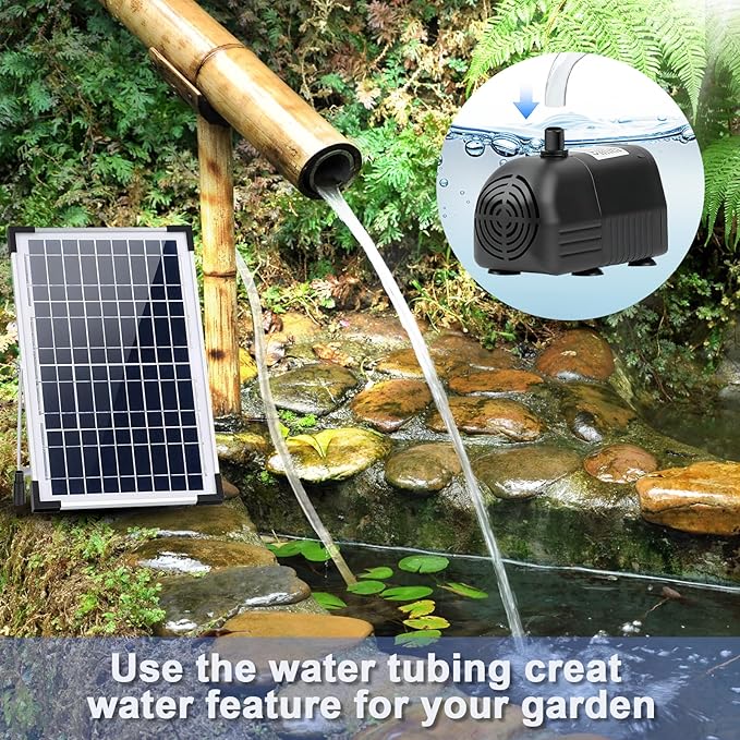 Solar Water Fountain Solar Powered Water Fountain 264GHP Solar Fountain Pump 12W 17V Solar Water Pump for Birdbath,Pond,Fish Tank,Waterfall,Garden Water Feature