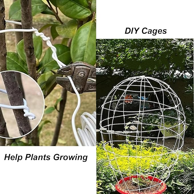65.5 Feet Twist Ties for Climbing Plants Green Gear Ties Garden Plant Wire Outdoor & Indoor Plants Supporting Tree Tomatoes Vegetables Tape (Diameter - 2.5MM)