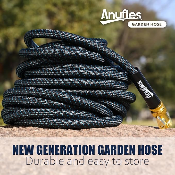 Garden Hose 25FT, Lightweight 3-Layer PVC Flexible Water Hose, No Kink, Leak-Resistant, High-Pressure with Metal Fittings, Durable for Outdoor, Gardening, Washing Cars, Easy to Store