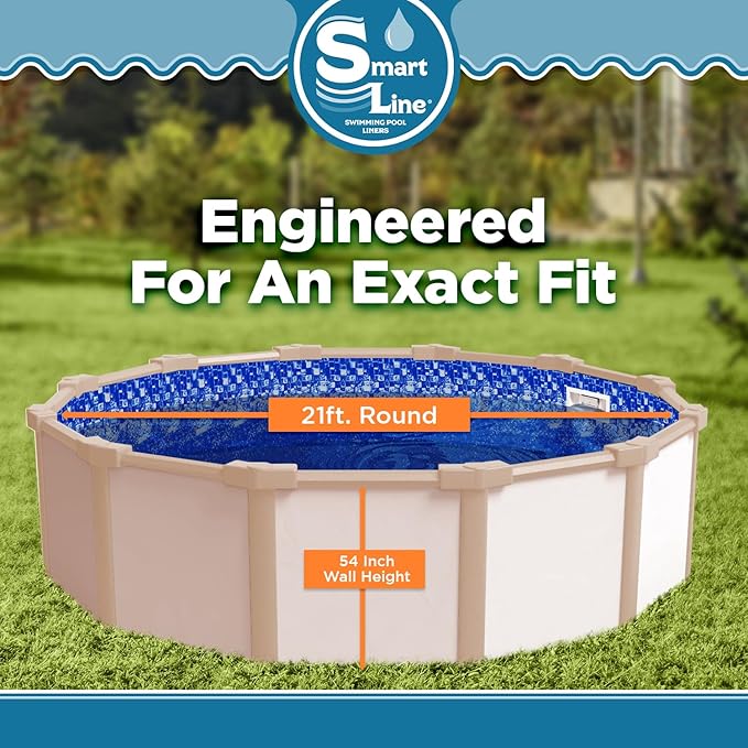 Smartline 21 ft Round Swimming Pool Liner | Tidal Surge | Unibead Style | 54 Inch Wall Height | 20 Gauge Heavy Duty Virgin Vinyl | Designed for Steel Sided Above Ground Pools