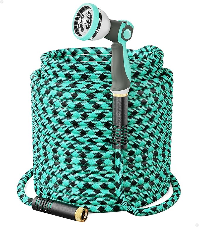 WELLUCK 100 FT Garden Hose - Ultra-Strong 3750D, Flexible Water Hose, Lightweight Non-Expanding hose with 10 Function Sprayer, Leak proof, Pressure Resistant for Yard, Outdoor