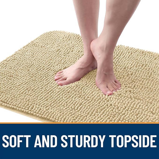 OLANLY Dog Door Mat for Muddy Paws 32x20, Absorbs Moisture and Dirt, Absorbent Non-Slip Washable Doormat, Quick Dry Chenille Mud Mat for Dogs, Entry Indoor Entryway Carpet for Inside Floor, Sand