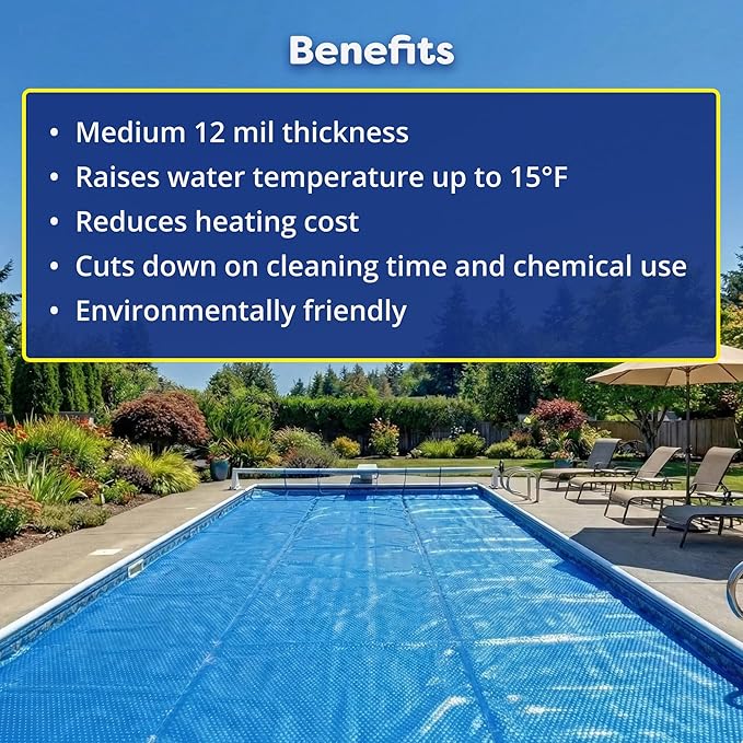 In The Swim 18' Premium Blue Round Solar Pool Cover 12 Mil for Solar Heating Above Ground Pools and Inground Pools