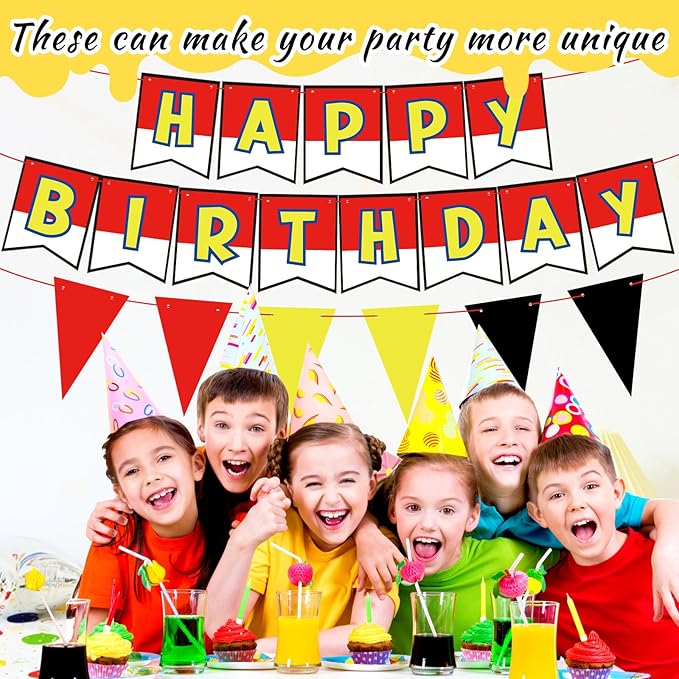 Red White Yellow Happy Birthday Decorations Cute Interesting Birthday Decorations Party Decoration Party Supplies Decoration Suitable for Boys Girls Baby Party Children