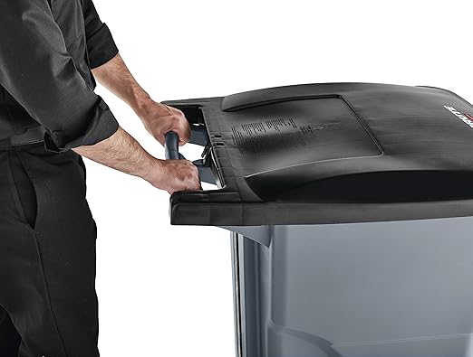 Rubbermaid Commercial Products BRUTE Rollout Heavy-Duty Wheeled Trash/Garbage Can, 50-Gallon, Yellow, for Restaurants/Hospitals/Offices/Warehouses/Garage, Pack of 2