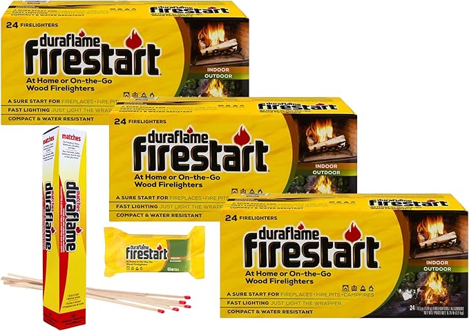 Duraflame Fire Starter for Indoor and Outdoor Use - Quick Ignition Logs for BBQ, Fireplace, Fire Pit and Campfires (72 Pack)
