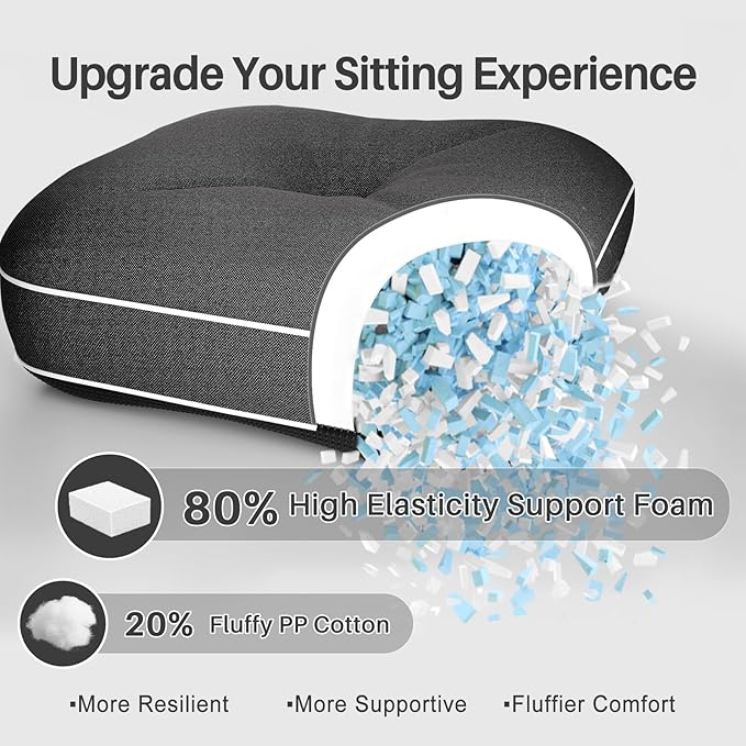 YZ HOME Rocking Chair Cushion, Set of Thicken Seat & Back Chair Cushions with Memory Foam, Non-Slip Chair Pad with Ties for for Indoor&Outdoor Rocker, Dark Grey, 28 * 18 * 5/18x18x5