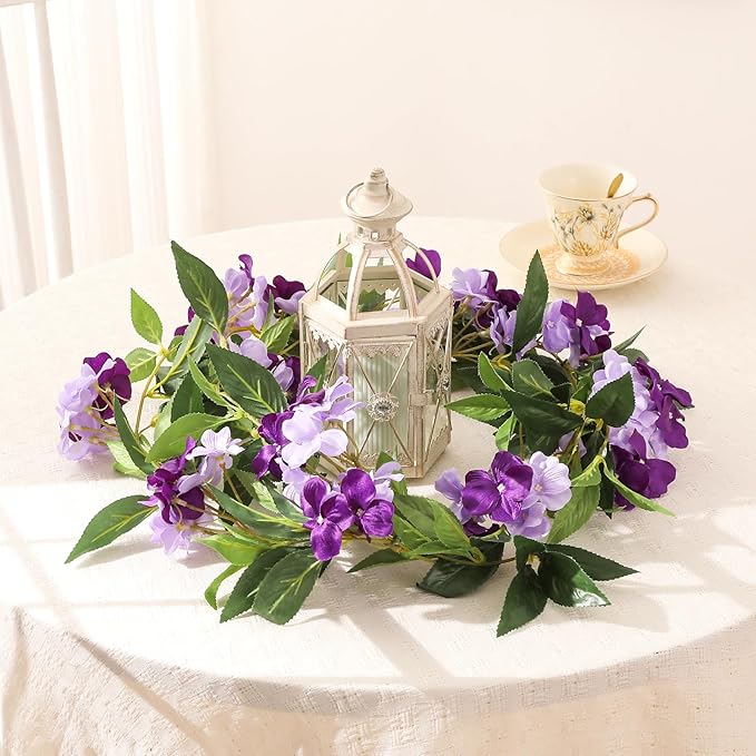 Floweroyal 6 Pack Artificial Flower Garlands 15.8FT Fake Impatiens Vines Silk Flowers Hanging Impatien Ivy for Wedding Arch Party Home Garden Wall Decor (Purple)