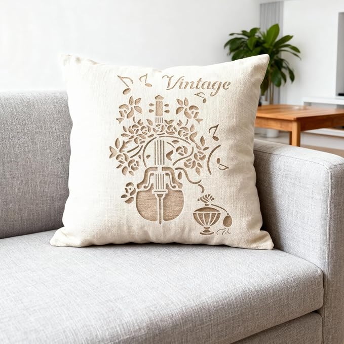 TIAMECH A4 Reusable Violin Stencil for Painting - Vintage Music Instrument Layering Template, DIY Wall Art, Wood Furniture, Scrapbook & Crafts (8.3x11.7inch)