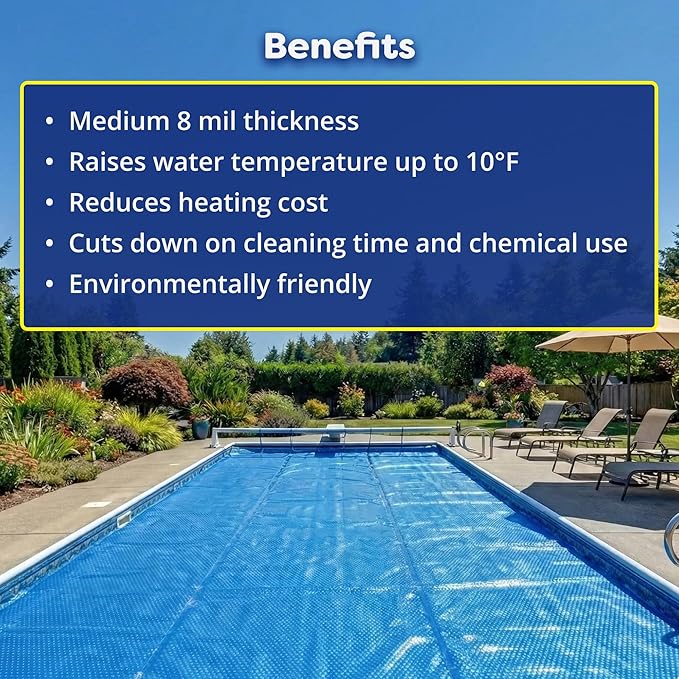 In The Swim 15' Standard Blue Round Solar Pool Cover 8 Mil for Solar Heating Above Ground Pools and Inground Pools