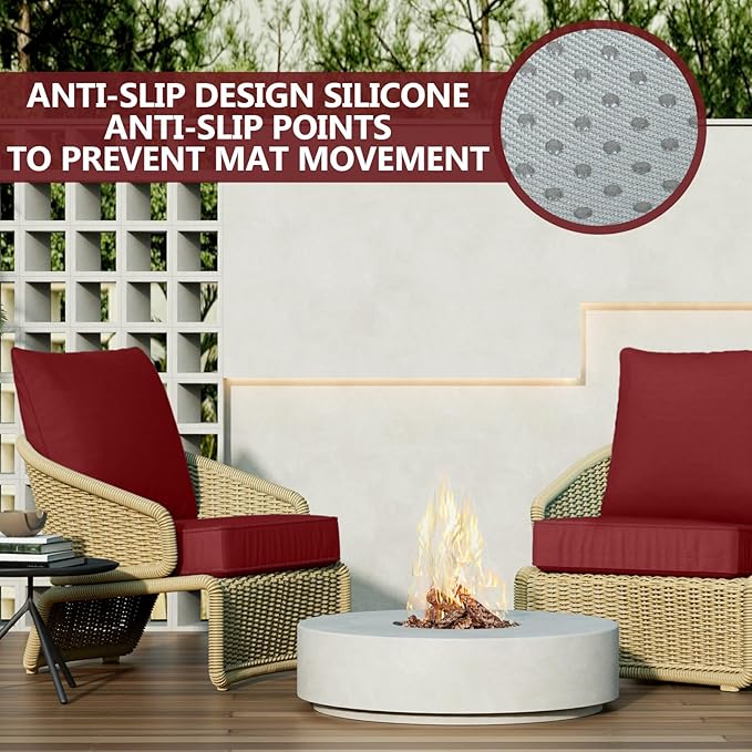 22" x 22" x 6" Outdoor Deep Seat Cushions Set - 4 Set Waterproof & Fade Resistant Patio Furniture Replacement Cushions, Non-Slip Outdoor Cushions Fit Loveseats, Couches, Chairs, and Sofas