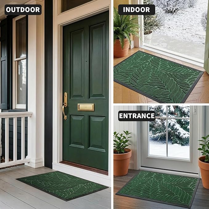 Yimobra 47x32 Large Door Mat Outdoor Indoor, All-Season Waterproof Door Mat Outside Entrance, All-Weather Non-Slip Outside Doormat for Garage Patio Entryway, Green
