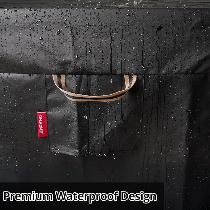 QH.HOME [2026 Upgraded 900D Fabric] Fire Pit Cover for Fire Pit, Super Waterproof fit for Propane Fire Pit Table , Square 30''Lx 30''Wx 24"H -Black
