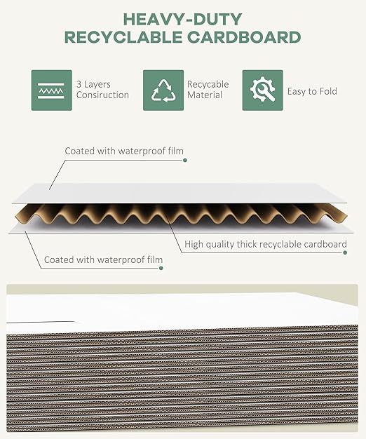 4 Pack Corrugated Cardboard Disposable Trash Cans for Parties, 40 Gallon Collapsible Garbage Cans with Handle, Thick Foldable Bins for Party Events Camping Beach(18.1" L x 18.1" W x 35.7" H), White