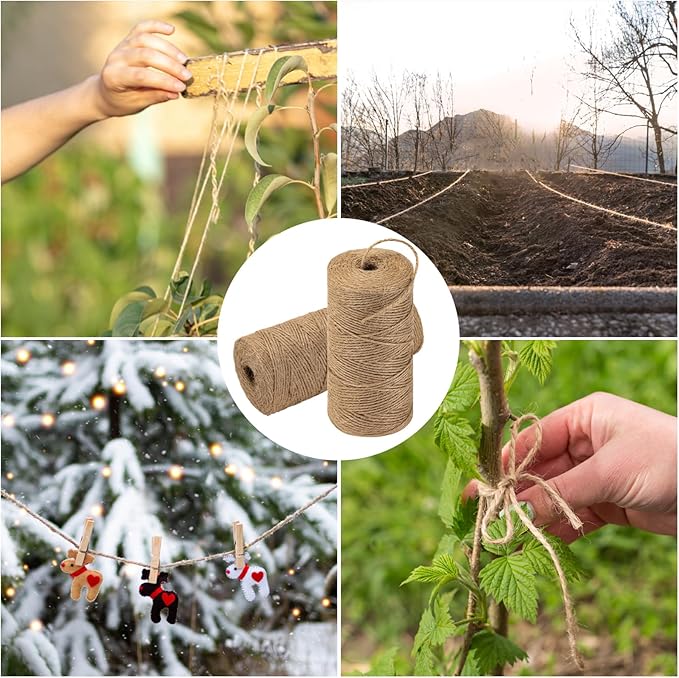 Twine String 1312 Feet Long Jute Twine Hemp Rope for Gardening Crafts Giftwares Wrapping Packing Wedding Decor, Brown 2 Rolls