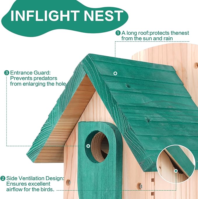 Bird Houses for Outside Clearance,Cedar Woodenhanging Bluebird Houses for Outside,Winter Shelter for Wild Birds Like Finch Sparrow Wren Swallow Chickadeeblue Jay,Weatherproof Birdhouses for Outdoors