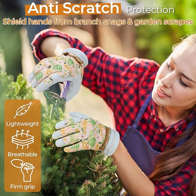 HANDLANDY Women Safety Work Gloves Utility Touch Screen Working Grip Glove for Yardwork Gardening Breathable Mechanic Gloves