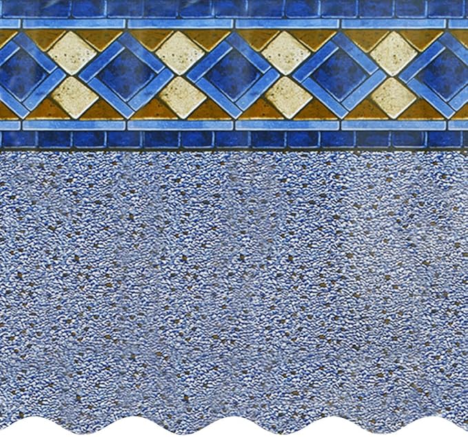 Smartline 15 ft Round Swimming Pool Liner | Mosaic Diamond | Unibead Style | 52 Inch Wall Height | 25 Gauge Heavy Duty Virgin Vinyl | Designed for Steel Sided Above Ground Pools