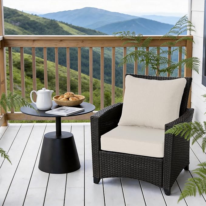 COZYVIDA Outdoor Deep Seat Cushion Set of 2, 22"x24" Seat & 23"x19" Back, C0 Water-Resistant Breathable Fabric, UV-Resistant 1000+ Hrs, 30D Foam with Recycled Fiber Fill,Putty