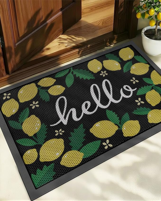 Color&Geometry Outdoor Door Mat, Resilient & Flexible Non-Slip Door Mat 24"x36", Dirt Trapping Waterproof Doormat, Welcome Mat for Porch, Patio & Entryway, Lemon Lime