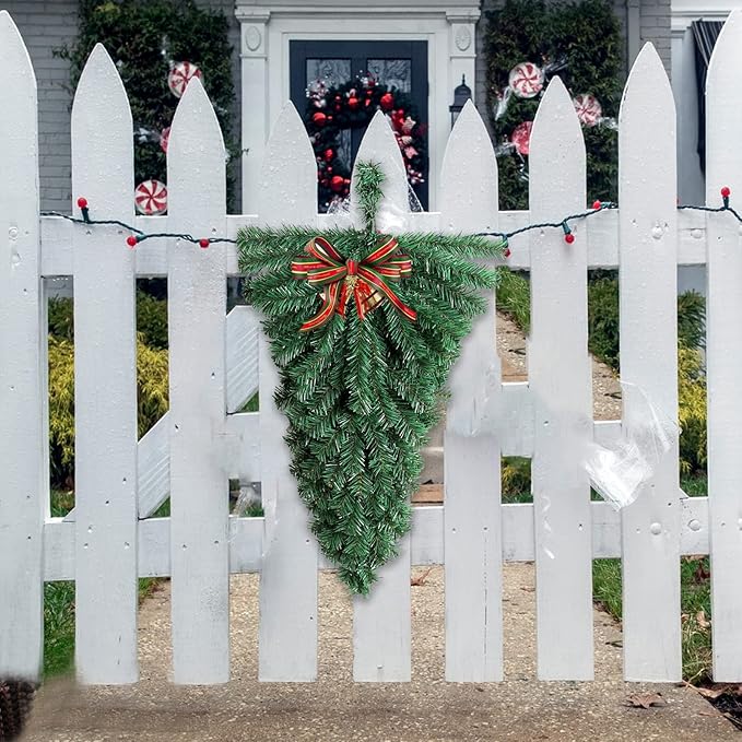 Christmas Swag for Decorating Outdoor, Christmas Teardrop Swag Ornament Decorative Props Pendant Wall Hanging for Front Door Indoor Outdoor Wall Hanging Decor