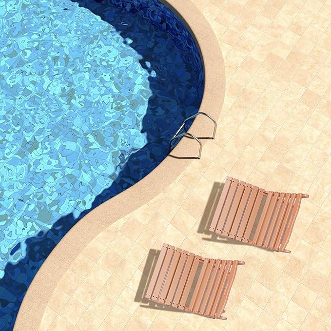 GREENVINES Folding-Xavier-Chairs Set of 2 | Wave | Portable Adirondack-Chair | HDPE Plastic | All Weather Fire-Pit Chair | Teak | for Beach Outdoor Deck Poolside Garden Patio Porch Fishing