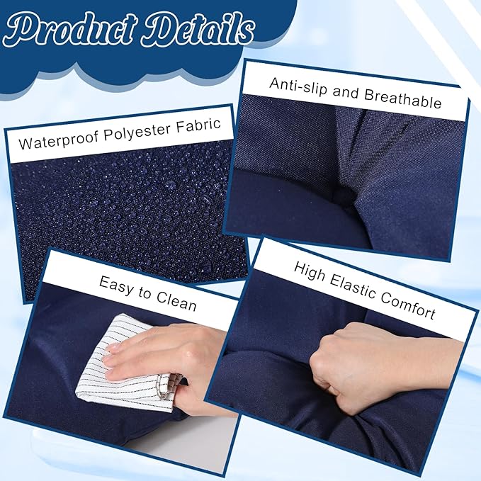 Thyle Outdoor Chair Cushions Set of 6 Waterproof Sun Protection Square Tufted Overstuffed Patio Furniture Seat Cushion for Patio Furniture Dining Indoor 19" x 19"(Navy Blue)