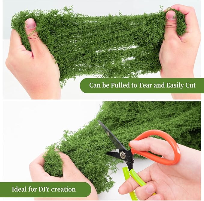 Fake Green Moss for Potted Plants,Artificial Moss for Crafts Indoor,DIY Table Decorating Fairy Garden Accessories Wedding Party Floral Decor Outdoor (Dark Green 7oz)