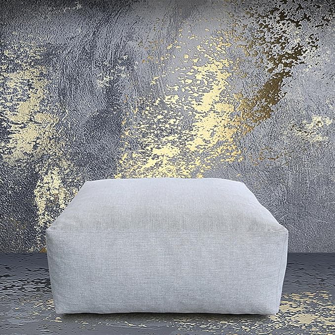 Patio Ottoman, Outdoor Coffee Table Bean Bag Chair, Daybed Sofa Comfy Couch, Modular Patio Sectional Sofa, Water-Resistant Olefin Fabric, High-Density Foam Filled, Comfy Lounge Seat, Light Gray