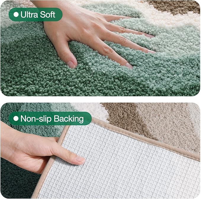 LUMI Beach Bathroom Rugs, Non Slip Bath Mat Ultra Soft Washable Absorbent Quick Dry, Ocean Sea Theme Bath Rug with Starfish Shell for Shower Floor, Kitchen Decor, Kids Room, 20"x32"