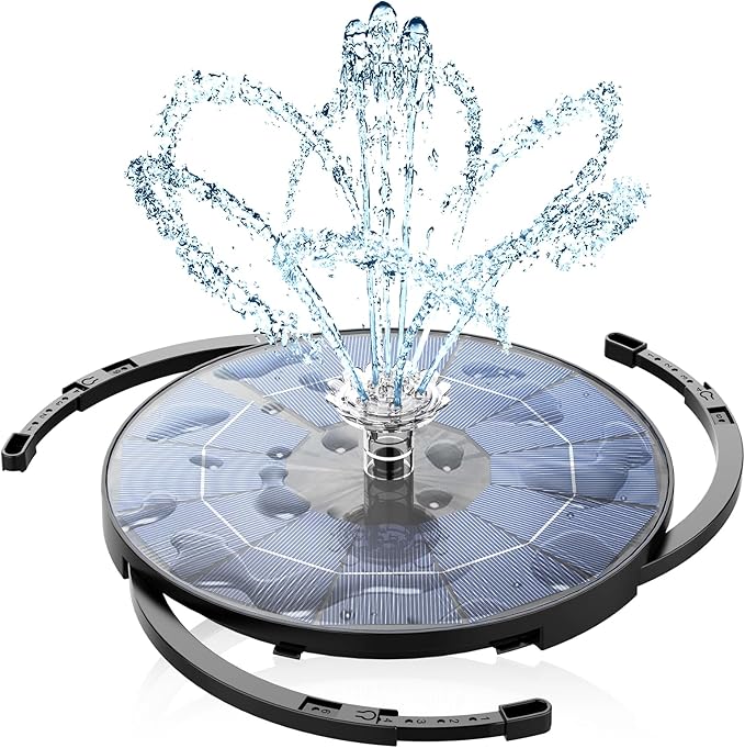AISITIN 3.5W Solar Fountain Pump Upgraded 2026, Solar Water Fountain DIY Kit with 8 Nozzles & 3 Fixed Bracket & 9.8ft Cord for Garden, Bird Bath, Ponds, Fish Tank, Aquarium, Courtyard and Outdoor