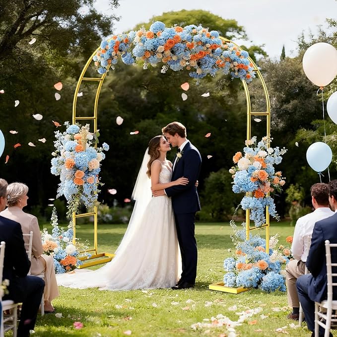 6.6FT Metal Garden Arch Trellis Arbor, Wedding Arch Stand with Steel Frame, Metal Pergola Arbor with Base, Assemble Freely 3 Sizes, for Valentines Day Garden Trellis Climbing Plant, Bridal Party