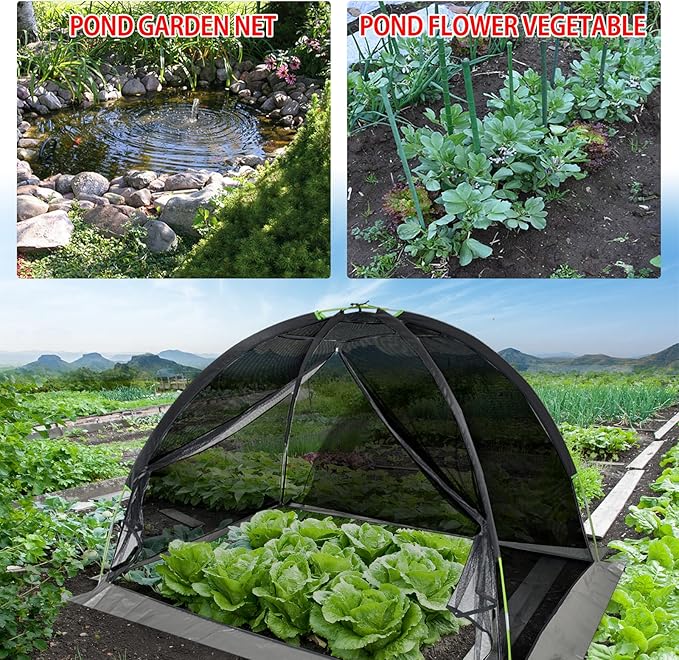 Pond Cover Dome: Protective Netting Tent for Outdoor Fish Koi Ponds Garden Leaves Vegetable Plant Care Use 13X17FT