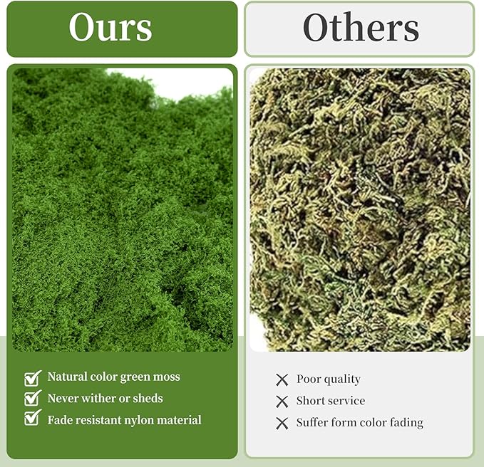 Fake Green Moss for Potted Plants,Artificial Moss for Crafts Indoor,DIY Table Decorating Fairy Garden Accessories Wedding Party Floral Decor Outdoor