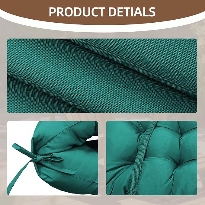 Outdoor Adirondack Chair Cushion, 50x21x4 Inch Rocking Chair Cushions, High Back Patio Soft Seat Pad with Ties, Indoor Outside Use, Fade-Resistant & Waterproof, Lake Blue