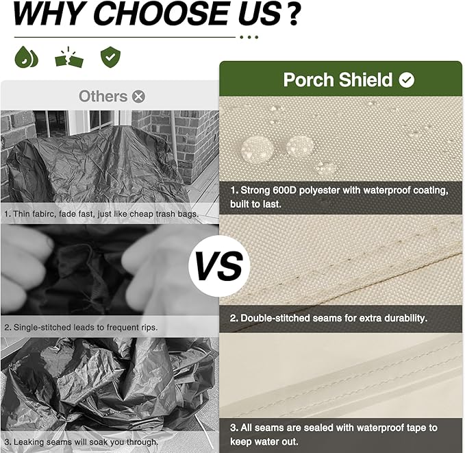 Porch Shield Patio Chair Covers -Waterproof Outdoor Lounge Deep Seat Lawn Chair Cover - 30W x 33D x 34H inch, Beige
