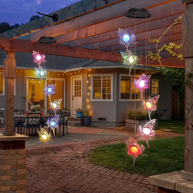 Tryme Solar Wind Chimes for Outside Changing Colors Fairy Wind Chime Lights Windchimes Outdoors Unique Decorative Mobile Gifts for Mother's Day Thanksgiving Christmas Birthday