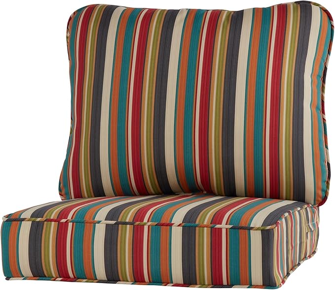 Greendale Home Fashions Outdoor Reversible 2-Piece Deep Seat Cushion Set, Adobe Stripe