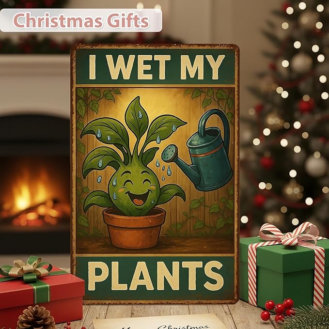 MAMAGIFTREE Funny Garden Signs Outdoor Decor Christmas Gifts for Plant Lovers 8x12 Inch Metal Signs -I Wet My Plants, Gardening Gifts for Women Garden Decor, for Yard Patio Shed Outdoor Indoor Decor