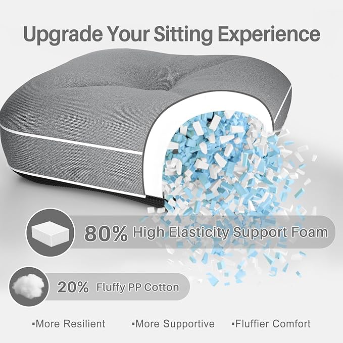 YZ HOME Rocking Chair Cushion, Set of Thicken Seat & Back Chair Cushions with Memory Foam, Non-Slip Chair Pad with Ties for for Indoor&Outdoor Rocker, Light Grey, 22x17x5/17x17x5